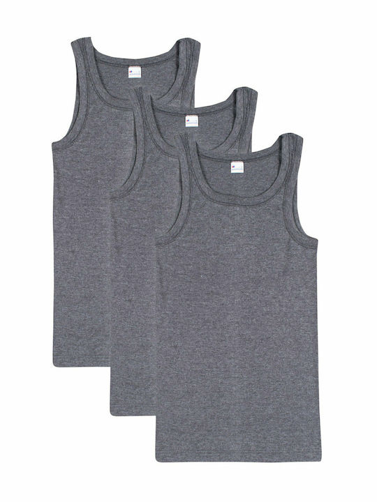 Giorgio Ανδρικές Φανέλες Αμάνικες ΑΝΘΡΑΚΙ 3Pack