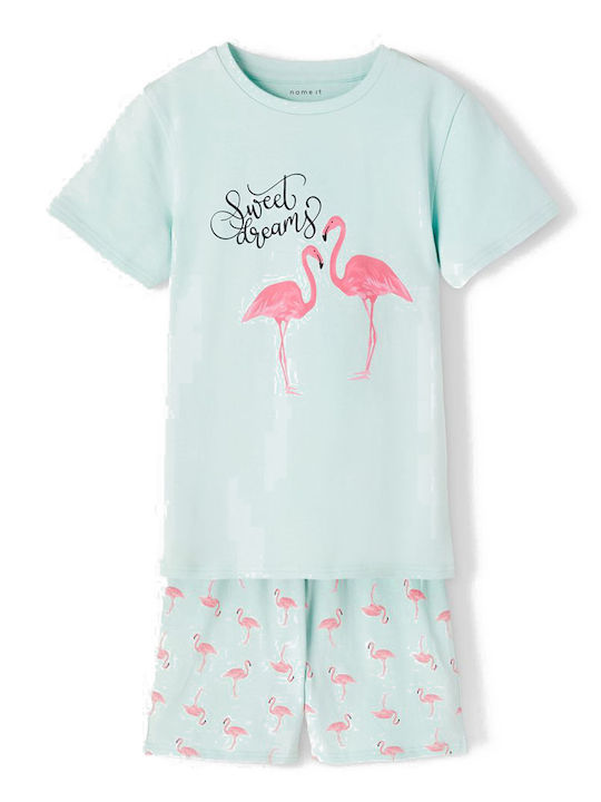 Name It Kids' Pajamas Summer Cotton Turquoise Flamingo