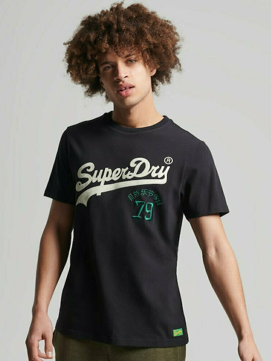 Superdry Ανδρικό T-shirt Μαύρο με Στάμπα