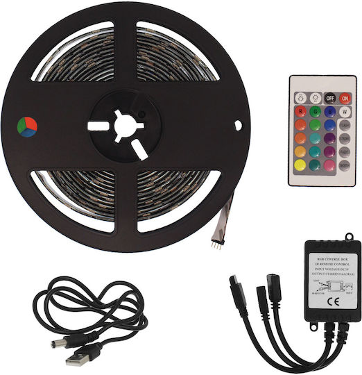 Rezistent la apă Bandă LED USB 5V RGBW Lumină 4m Tip SMD5050 cu Sursă de alimentare & Telecomandă
