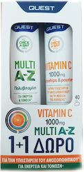 Quest Multi A-Z & Vitamin C 1000mg Multivitamin 1000mg Orange 2 x 20 effervescent tablets Quest Multi A-Z & Vitamin C 1000mg Multivitamin 1000mg Orange 2 x 20 effervescent tablets