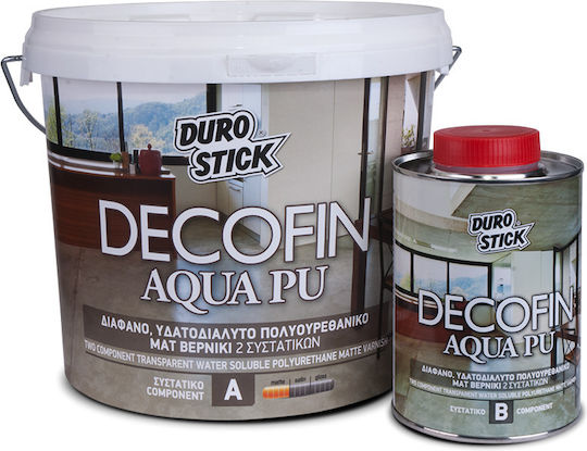 Durostick Decofin Aqua PU Α+Β Lac de finisare Poliuretan 2-Component - 2-component pentru apa Incolor Matt 1lt