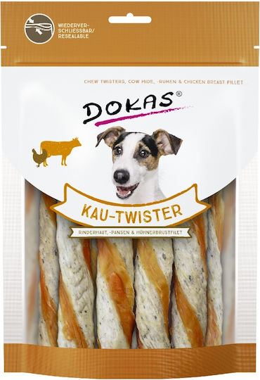 Dokas Chew Twisters Cow Hide Tripe Breast Λιχουδιές Σκύλου με Κοτόπουλο 200gr