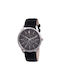 Pierre Cardin Pigalle Halfmoon Watch Battery with Black Leather Strap