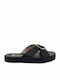 Leather Women's Flat Sandals Flatforms in Black Color