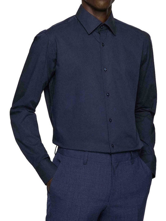 Hugo Boss Men's Shirt with Long Sleeves Regular Fit Navy Blue