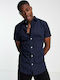 Short-sleeved Cotton Shirt Navy Blue