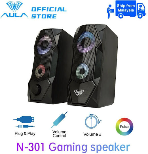 Aula N-301 2.0 Speakers with RGB 3W Black