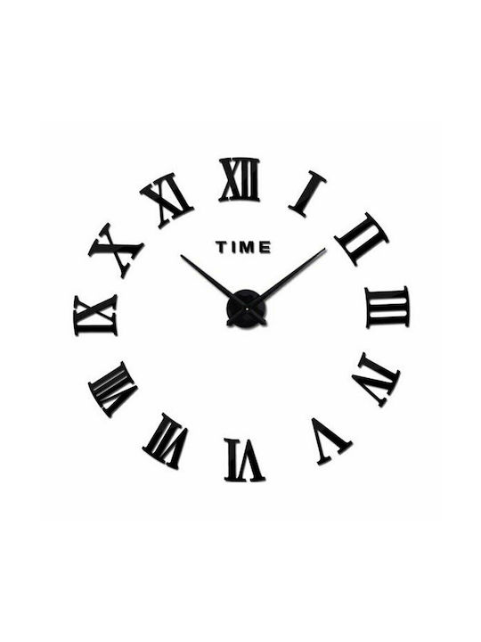 Ρολόι Τοίχου Αυτοκόλλητο AL021-B 3D Με Λατινικούς Αριθμούς Πλαστικό Μαύρο 15cm