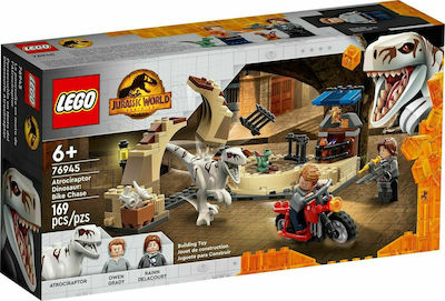 Lego Jurassic World Atrociraptor Dinosaur Bike Chase pentru 6+ ani