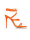 Sante Suede Women's Sandals with Laces Orange with Thin High Heel