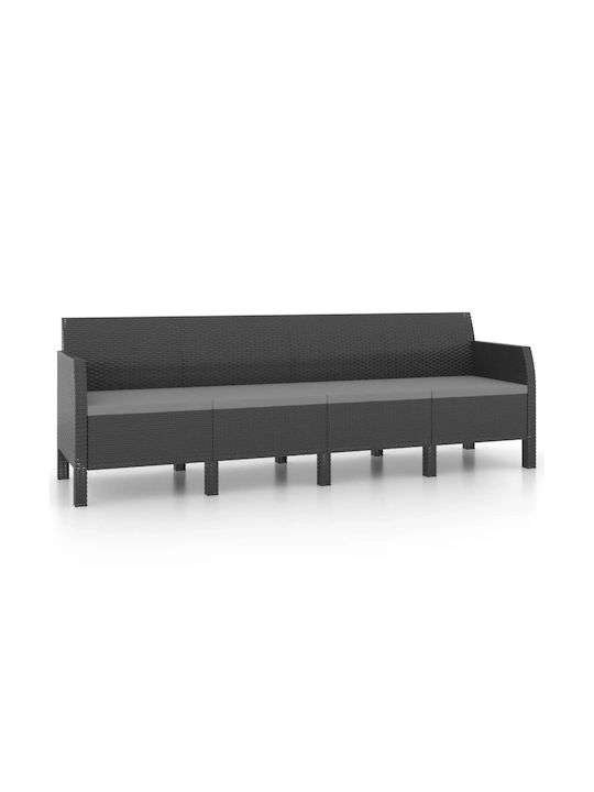 Four-Seater Sofa Outdoor from Polypropylene with Pillows 240x65x76cm