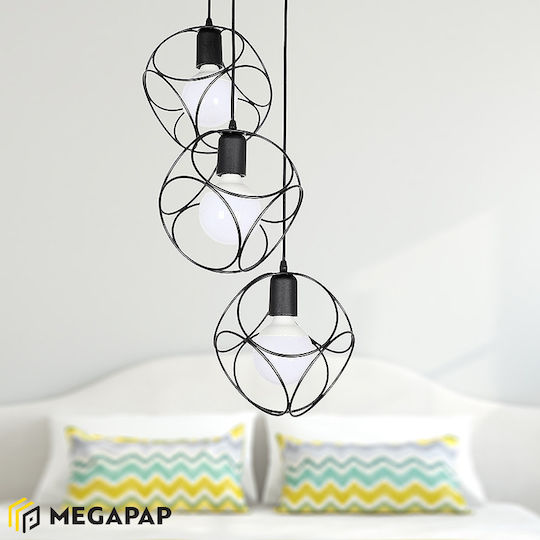 Megapap Lusita Висящо Осветително Тяло Черен с Цокъл E27 35x35x90см.