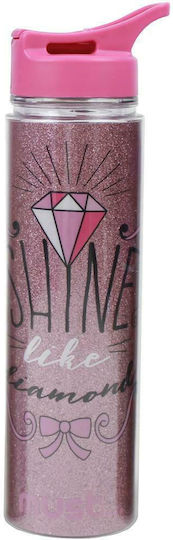 Must Team Kunststoff Kinder Trinkflasche mit Stroh Shine Like a Diamond 450ml