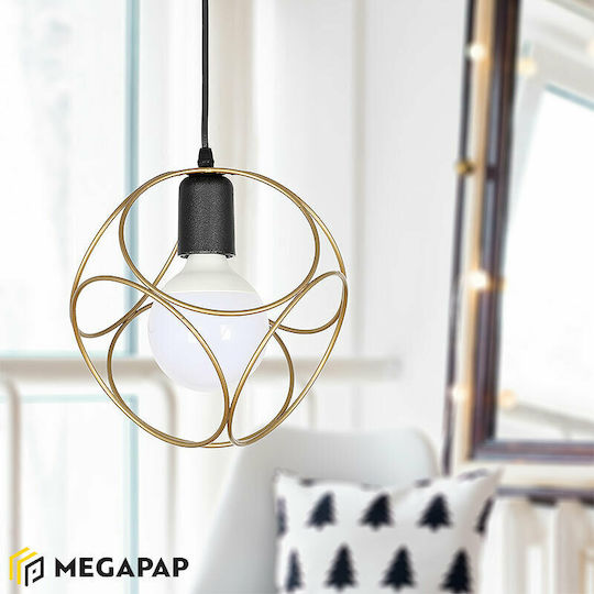 Megapap Lusita Висящо Осветително Тяло Златист с Цокъл E27 20x20x70см.