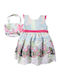 Rochie Fete Fără Mâneci Floral Set Cu Accesorii Albastru Deschis