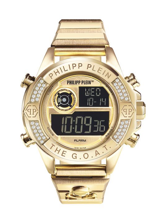 Philipp Plein Ψηφιακό Ρολόι Μπαταρίας με Μεταλλικό Μπρασελέ σε Χρυσό χρώμα