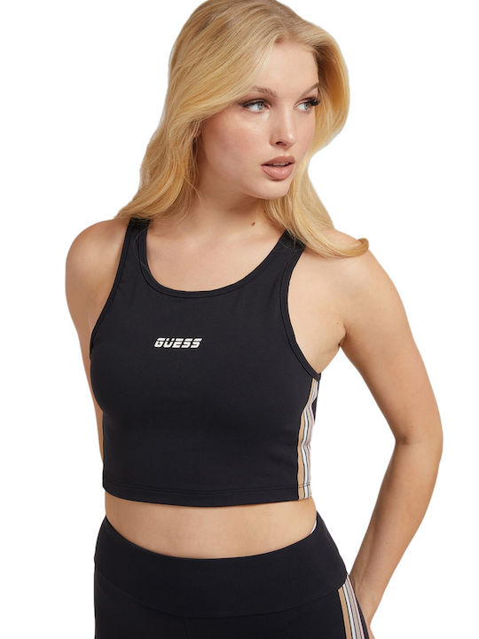 Guess Brittany Damen Sportliches Crop Top Ärmellos Schwarz