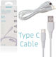 Treqa USB 2.0 Cable USB-C Male - USB-A White 1m CA-8643