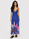 Desigual Belen Summer Maxi Dress with Slit Navy Blue
