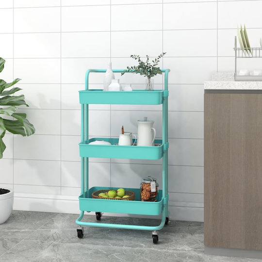 vidaXL Troleu De Bucătărie Metalic Cu 3 Locuri Albastru 42x25x83.5cm