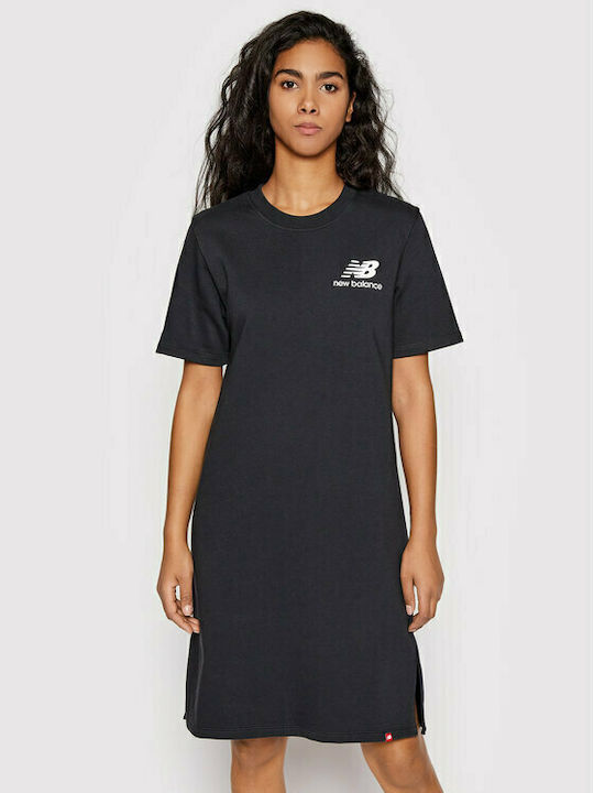 New Balance Essentials Καλοκαιρινό Mini T-shirt Φόρεμα Μαύρο