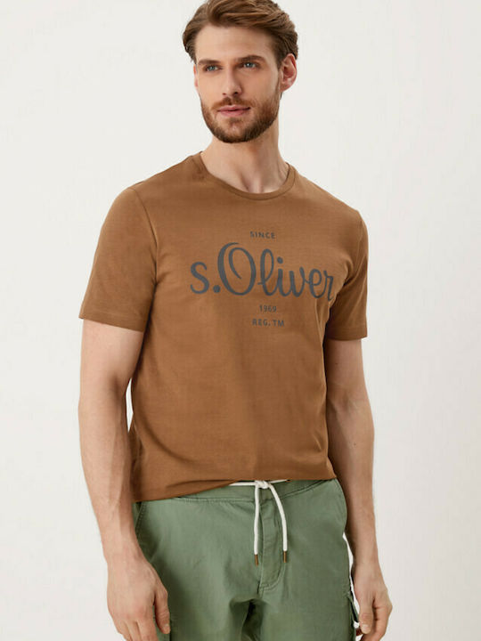 S.Oliver T-shirt Bărbătesc cu Mânecă Scurtă Maro