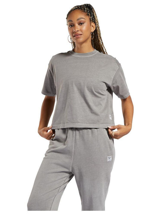 Classics Natural Dye Γυναικείο Αθλητικό Crop Top Κοντομάνικο Boulder Grey