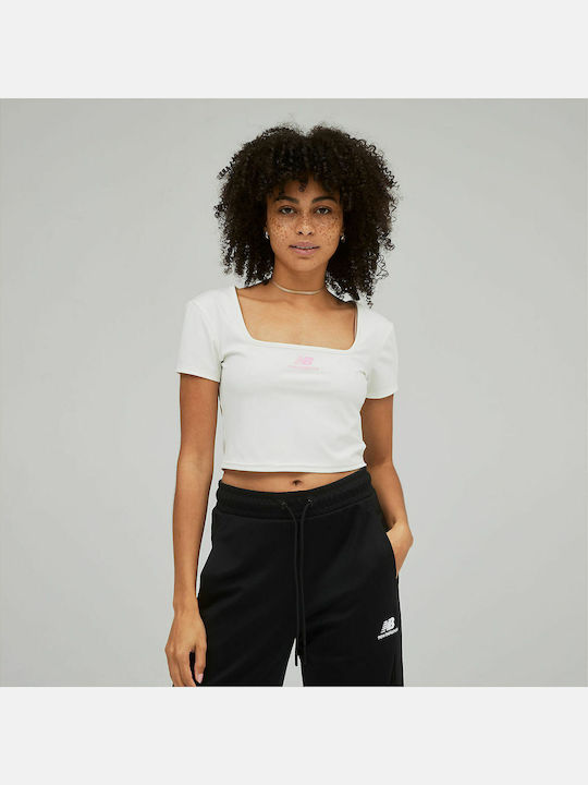 Athletics Γυναικείο Αθλητικό Crop Top Κοντομάνικο Μπεζ