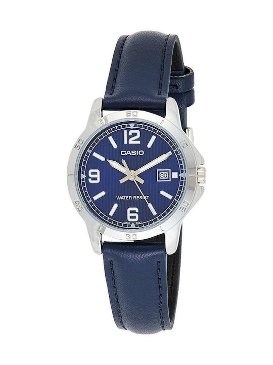 Casio Herrenuhr 35.2mm Batterie mit Blau Lederarmband
