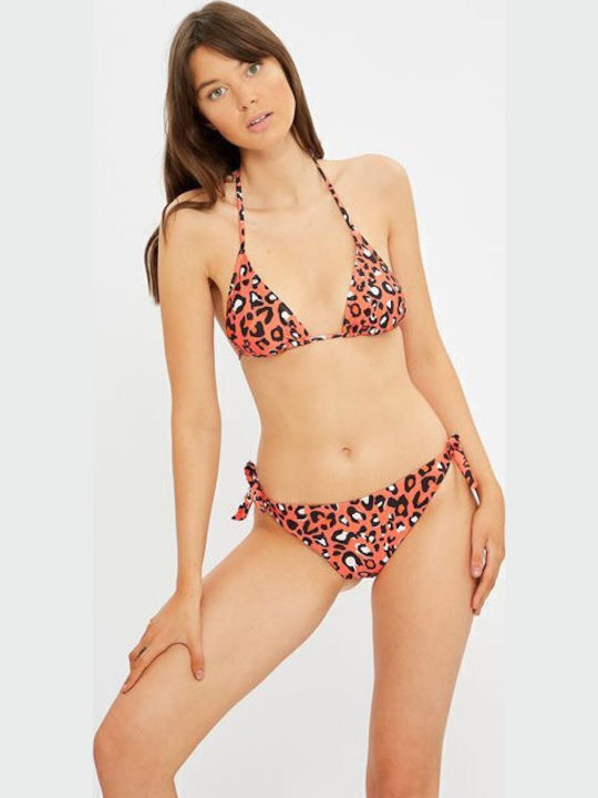 Eriphyle Bikini Slip Cu Dantelă Roșu Leopard