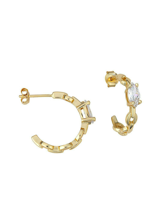 Prince Silvero Earrings Hoops made of Silver Gold Plated with Stones