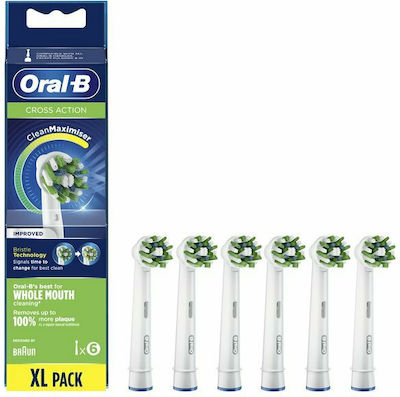 Oral-B Cross Action CleanMaximiser XL Pack Ανταλλακτικές Κεφαλές για Ηλεκτρική Οδοντόβουρτσα BRA-EB50-EFFS 6τμχ
