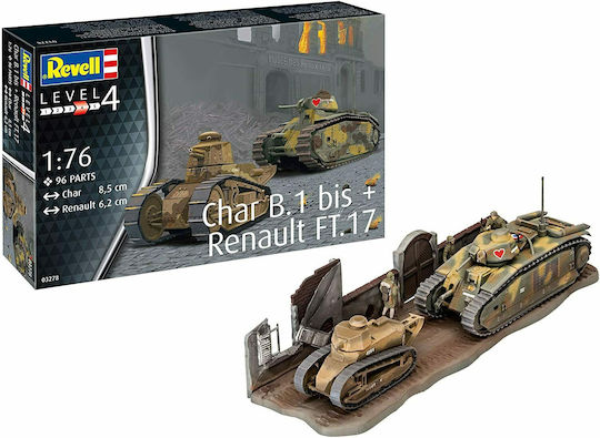 Revell Military Collection Char B.1 bis FT.17 Modeling Figure Tank 96 Pieces in Scale 1:76 18x6x4.2cm.