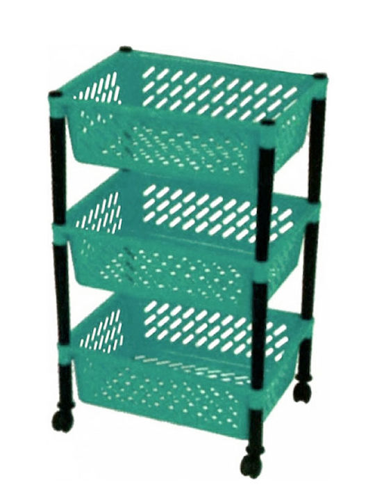 Kitchen Cart Plastic 3 Tiers Green 39x30x62cm