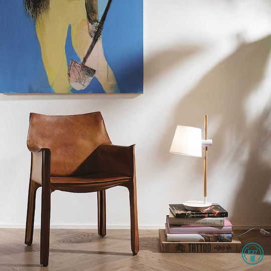 Ideal Lux AXEL Wood Table Lamp for Socket E27 with Black Shade and Base