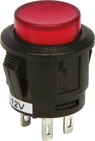 Carpoint Διακόπτης On/Off Αυτοκινήτου 18mm 12V 20A Κόκκινο