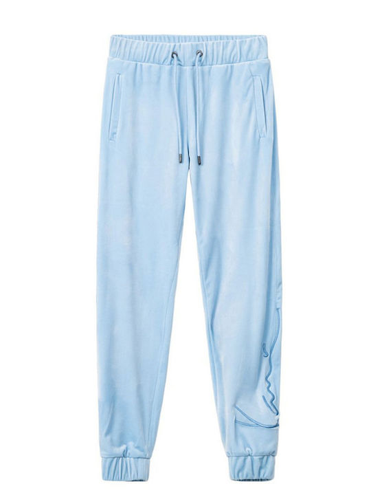 Pantaloni de Trening cu elastic Catifea Albastru deschis
