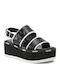 Aba Leather Women's Flat Sandals Black