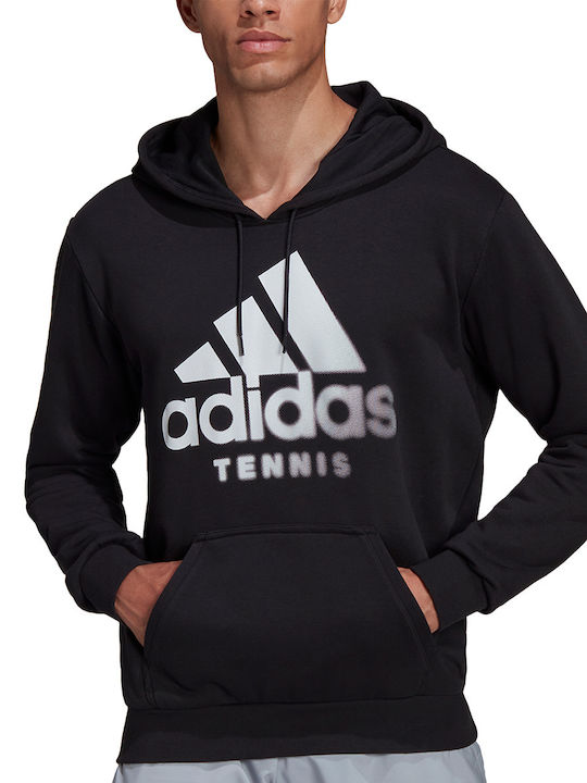 Adidas Tennis Herren Sweatshirt mit Kapuze und Taschen Schwarz