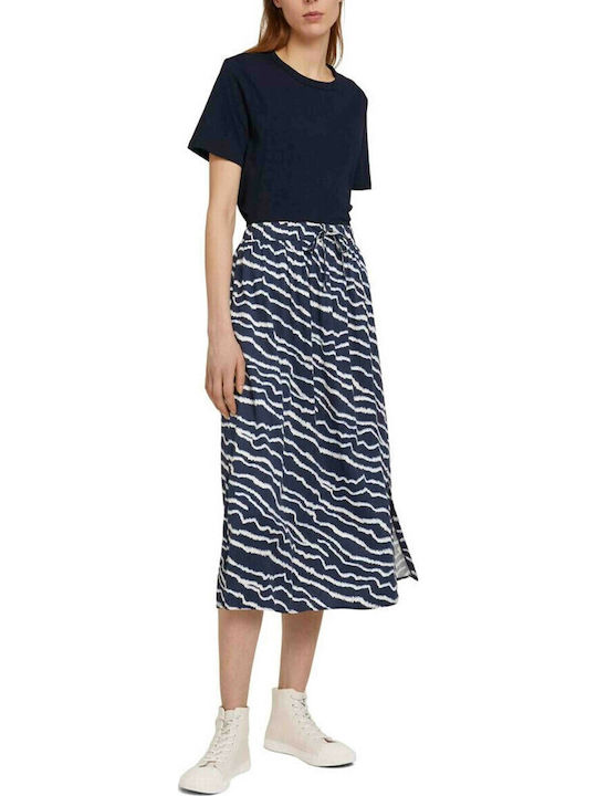 High-waisted Midi Skirt Navy Blue
