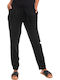 Bimini Women's Fabric Trousers with Elastic Carrot Fit Black