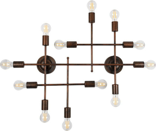 GloboStar Piping Industriell Wandleuchte mit Lampenbirnensockel E27 Kupfer 78,5x64x64cm