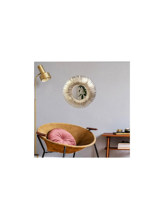 Wall Mirror with Gold Metallic Frame Diameter 53cm 1pcs