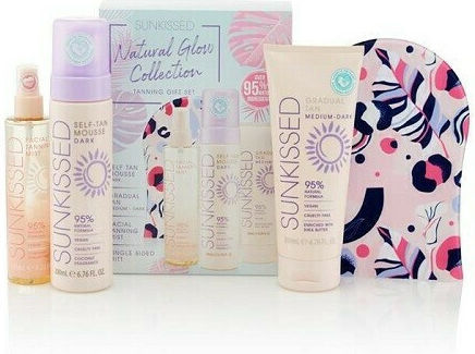 Sunkissed Natural Glow Collection Dark Tanning Комплект за грижа за кожата за Хидратация & Блясък