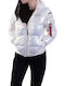 Women's Short Puffer Jacket for Winter with Hood White