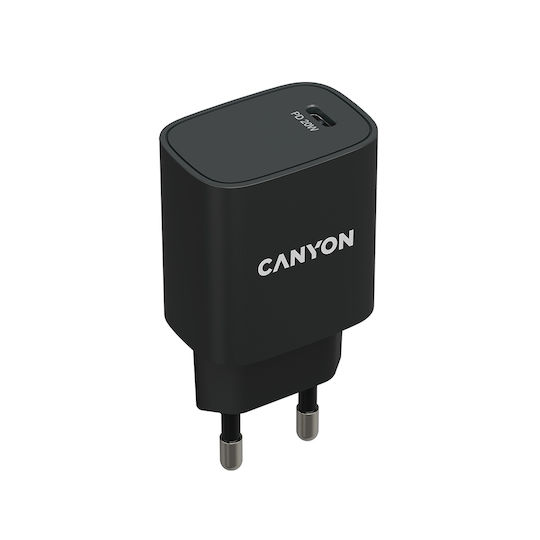 Canyon Φορτιστής Χωρίς Καλώδιο με Θύρα USB-C 20W Μαύρος (H-20)