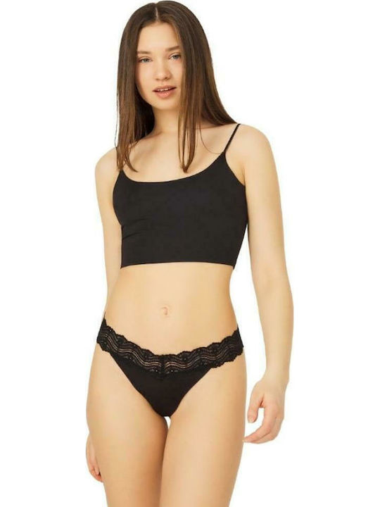 CottonHill Linda Femeie Brazilia cu Dantelă Negru