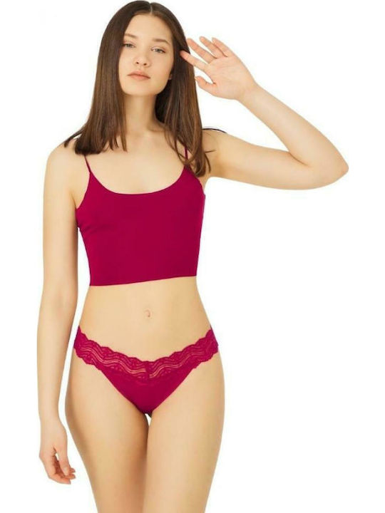 Linda Femeie Brazilia cu Dantelă Burgundy