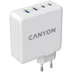 Canyon Зарядно Устройство Без Кабел GaN С 2 USB-A Изходни Порта И 2 USB-C Изходни Порта 100W Power Delivery / Quick Charge 3.0 Бял (H-100 CND-CHA100W01)